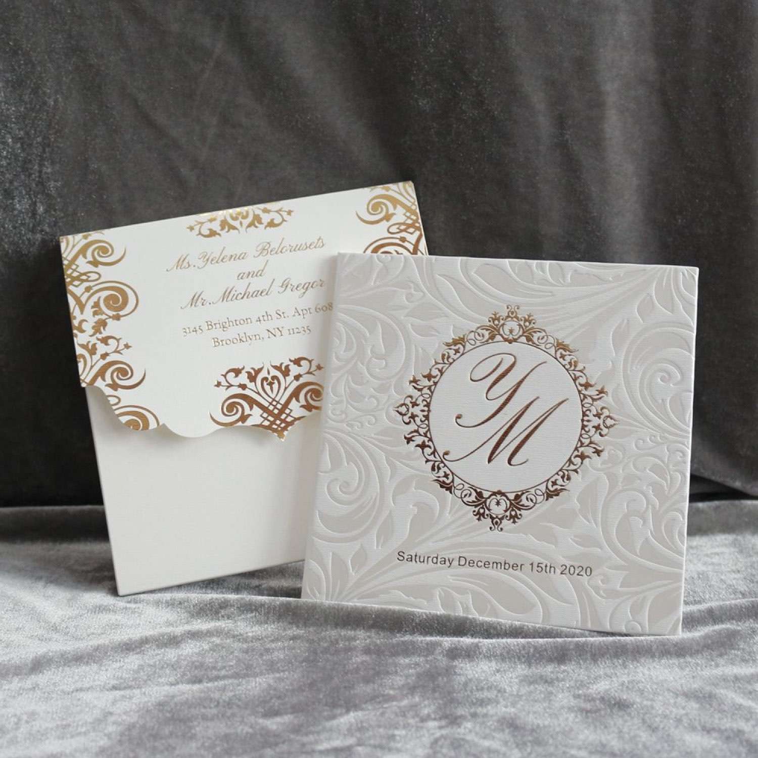Embossing Invitation Card Foiling Printing Card Square Wedding Invitation Card 